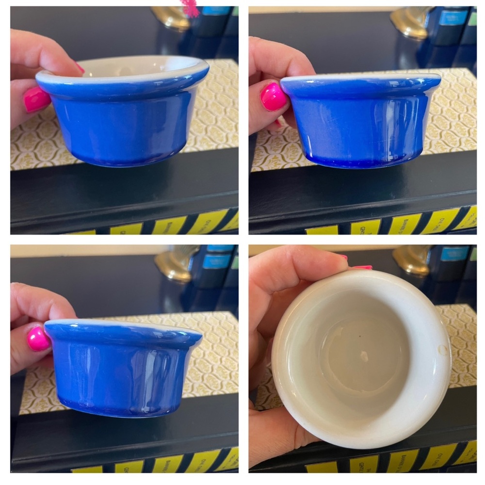 Vintage Hall Cobalt Blue Ramekins / Custard Cups / Crocks - Set of 3 - Picture 3 of 5